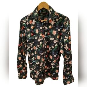 Lindbergh Black Modern Fit Men's Long Sleeve Floral Shirt  Design Denmark Size S